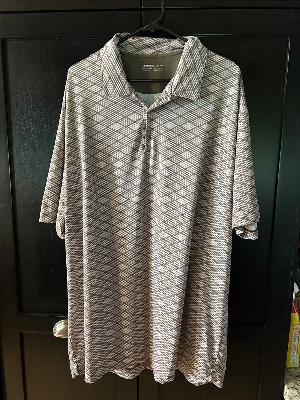 Nike Men's Gray / khaki interior Patterned Polo golf shirt new, no tags